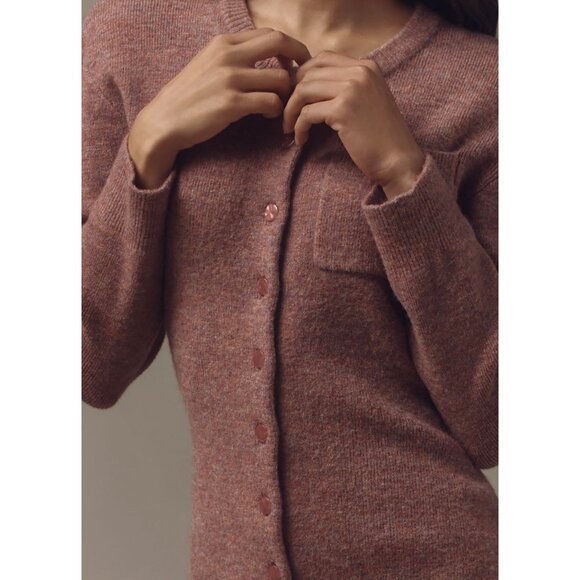 Mare Mare Anthropologie Long Sleeve Button Front Sweater Mini Dress XL Rose Pink - Picture 4 of 6